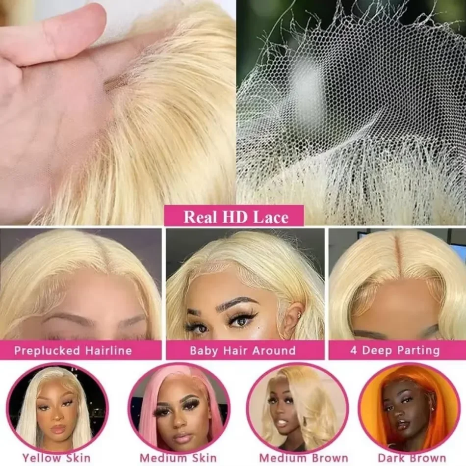 30 32 inch 613 Blonde 13x4 HD Lace Front Human Hair Wigs Pre Plucked Peruvian Bone Straight Glueless Lace Frontal Wigs For Women image 5