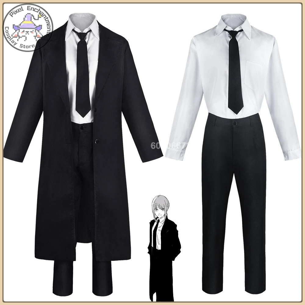 

Popular Chainsaw Man Makima Role Playing Costume Black Uniform + Tie Full Set High Quality Halloween Comic Con Party Outfit