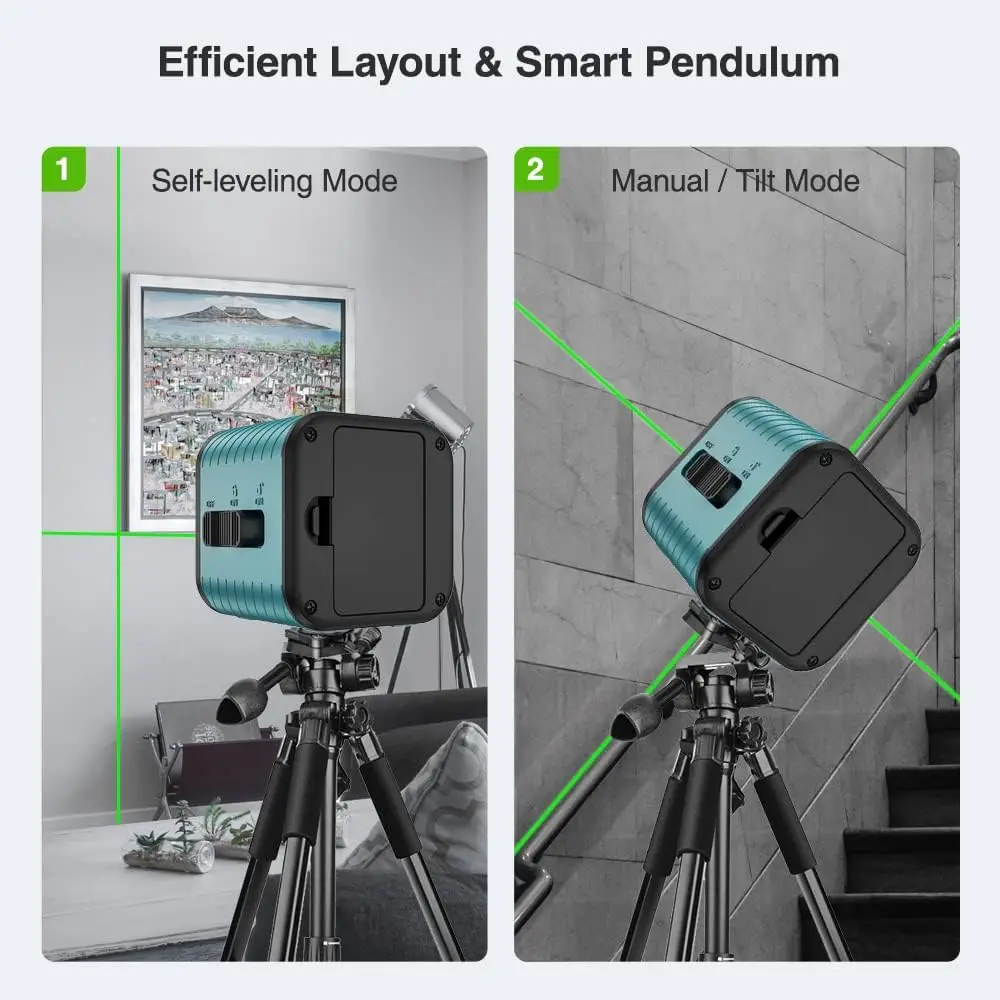 Decteam C011G+DT05A Cross Line Laser Level With 0.5m Tripod 2 Lines Osram Green Self-leveling Vertical & Horizontal Laser Tools