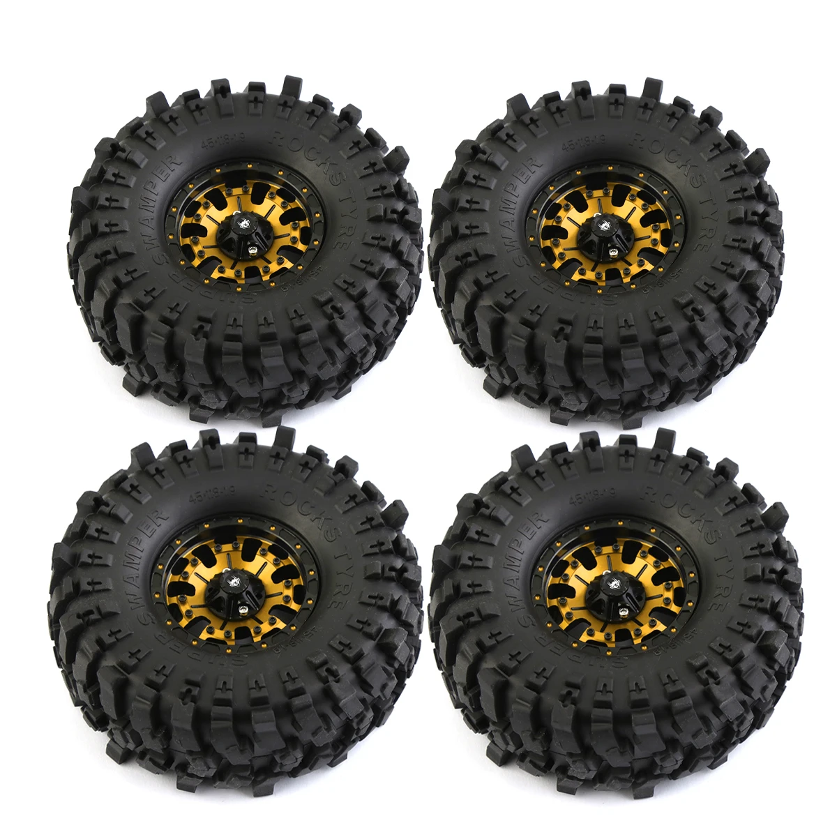 4pcs 1.9 Metal Beadlock Wheel Rims and Crawler Tires for 1:10 RC Crawler TRX4 Axial Gen8 SCX10 III SCX10 90047 Tamiya CC01