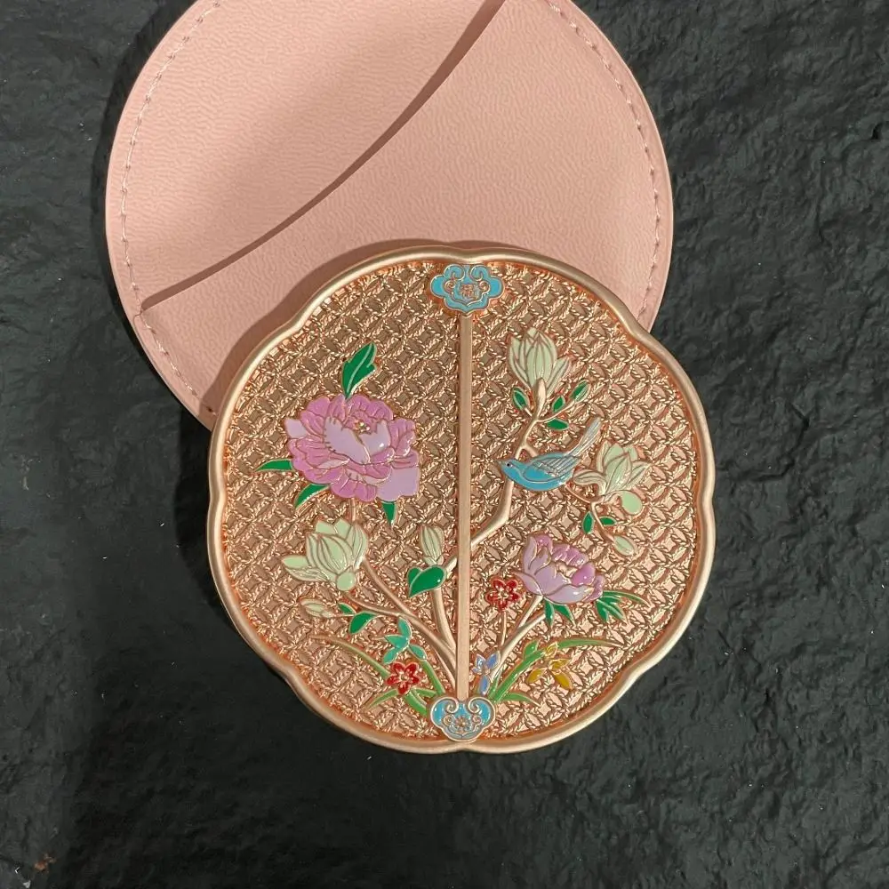 Retro Vintage Chinesischen Stil Spiegel Exquisite 3D Blume Griff Make-Up Spiegel Quaste Süße Runde Eitelkeit Spiegel Make-Up