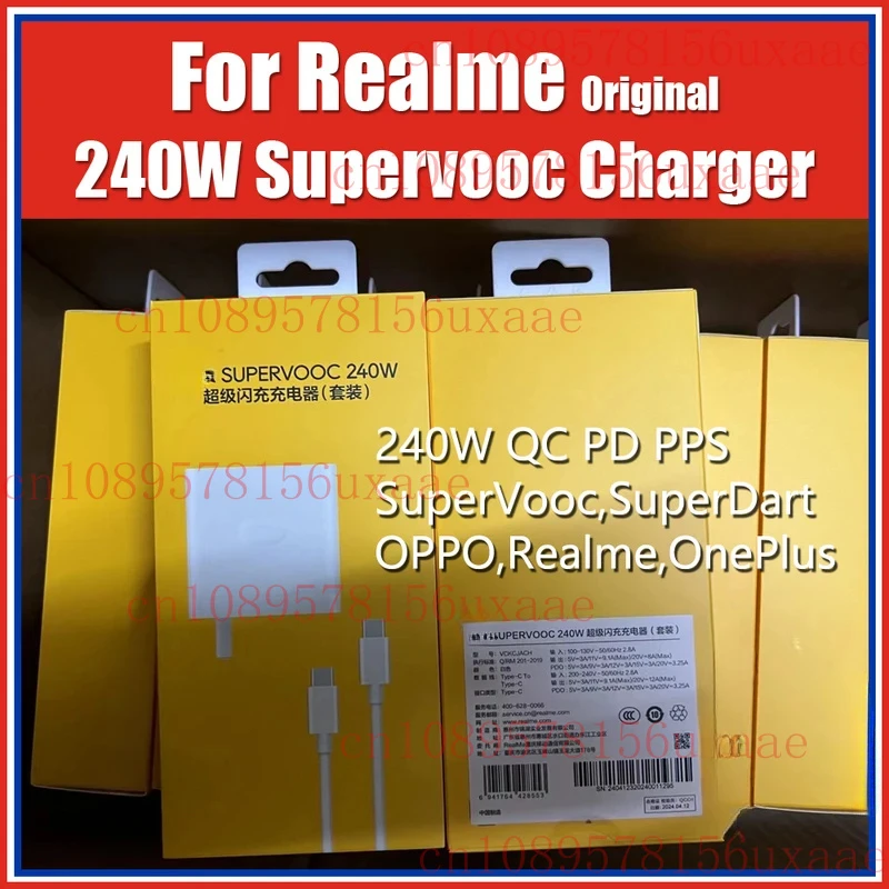 

VCKCJACH USB C Original for realme 240W Power Adapter Charger SuperVooc GT5 GT Neo5