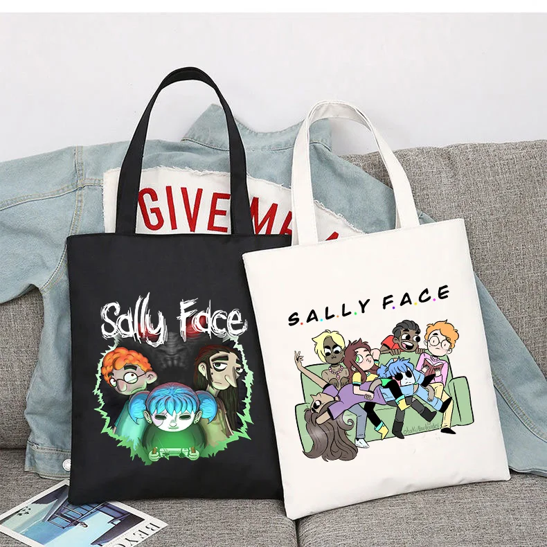 

Game Sally Face Shopping Bag Handbag Foldable Reusable Cloth Shopper Harajuku Bag Student Canvas Tote Bag