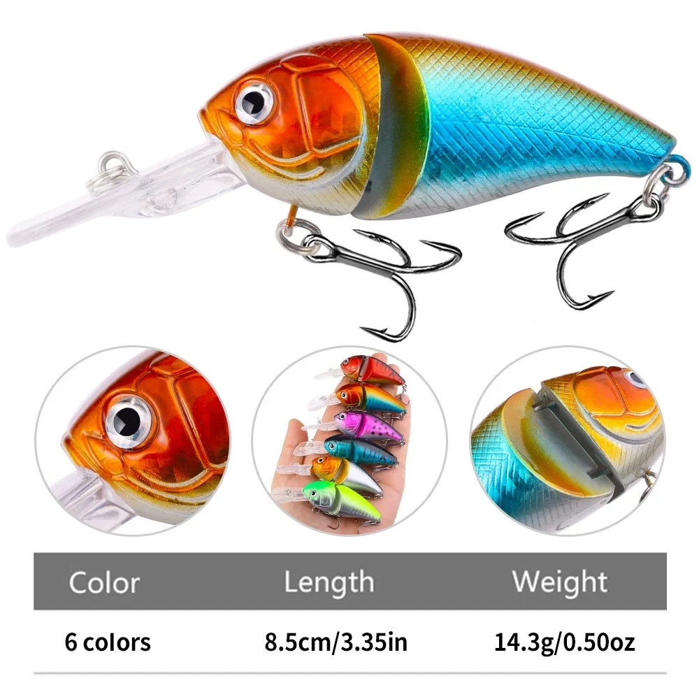 Hot selling 6-color swinging chubby guy 8.5cm/14.8g biomimetic road sub hard bait Mino fake bait fishing Floating Crankbait Fish