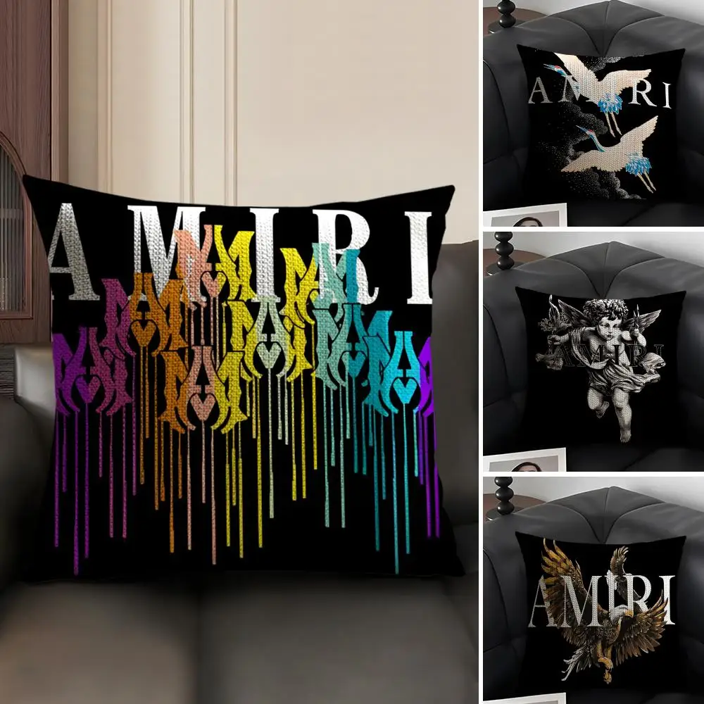 أزياء العلامة التجارية أ-أميري غطاء الوسادة الكتان الطبيعي النسيج العضوي الوجهين الطباعة أريكة ديكور المنزل هدية كيس وسادة