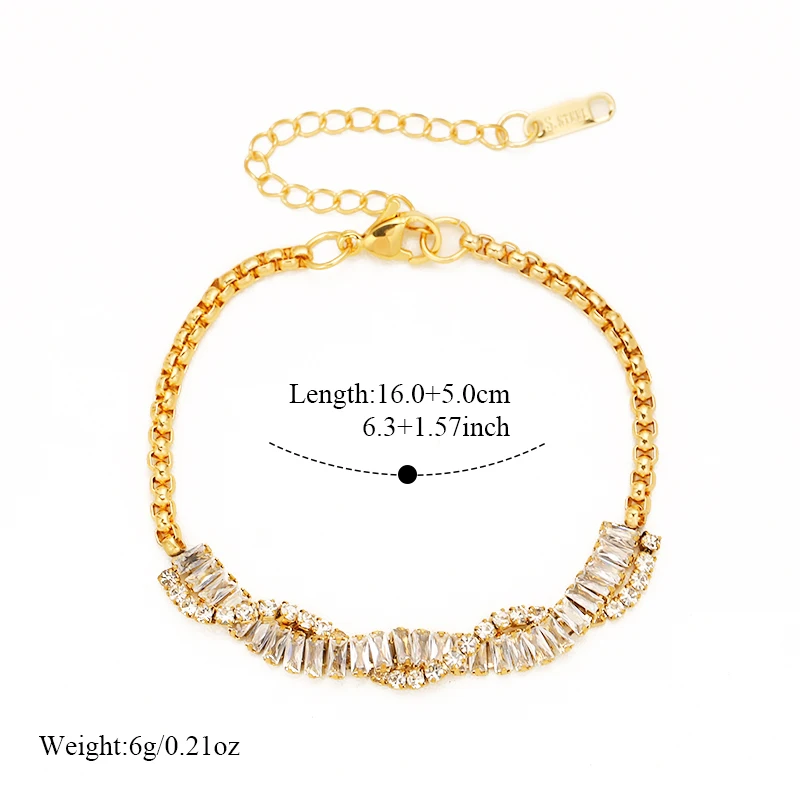 EILIECK 316L Edelstahl Luxus Gedrehtes Zirkonia Kettenarmband für Damen, Trendiges Handgelenk-Schmuckstück, Wasserdichtes Geschenk – Detail 9