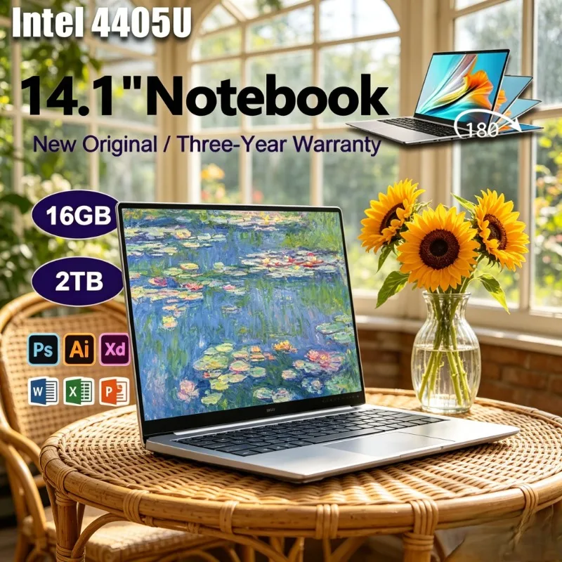 

All-new 14.1-inch Notebook, Adopts Intel 4405U,1920*1080 Display, Windows 11 System, Easy to Carry for Outdoor Work and Learning