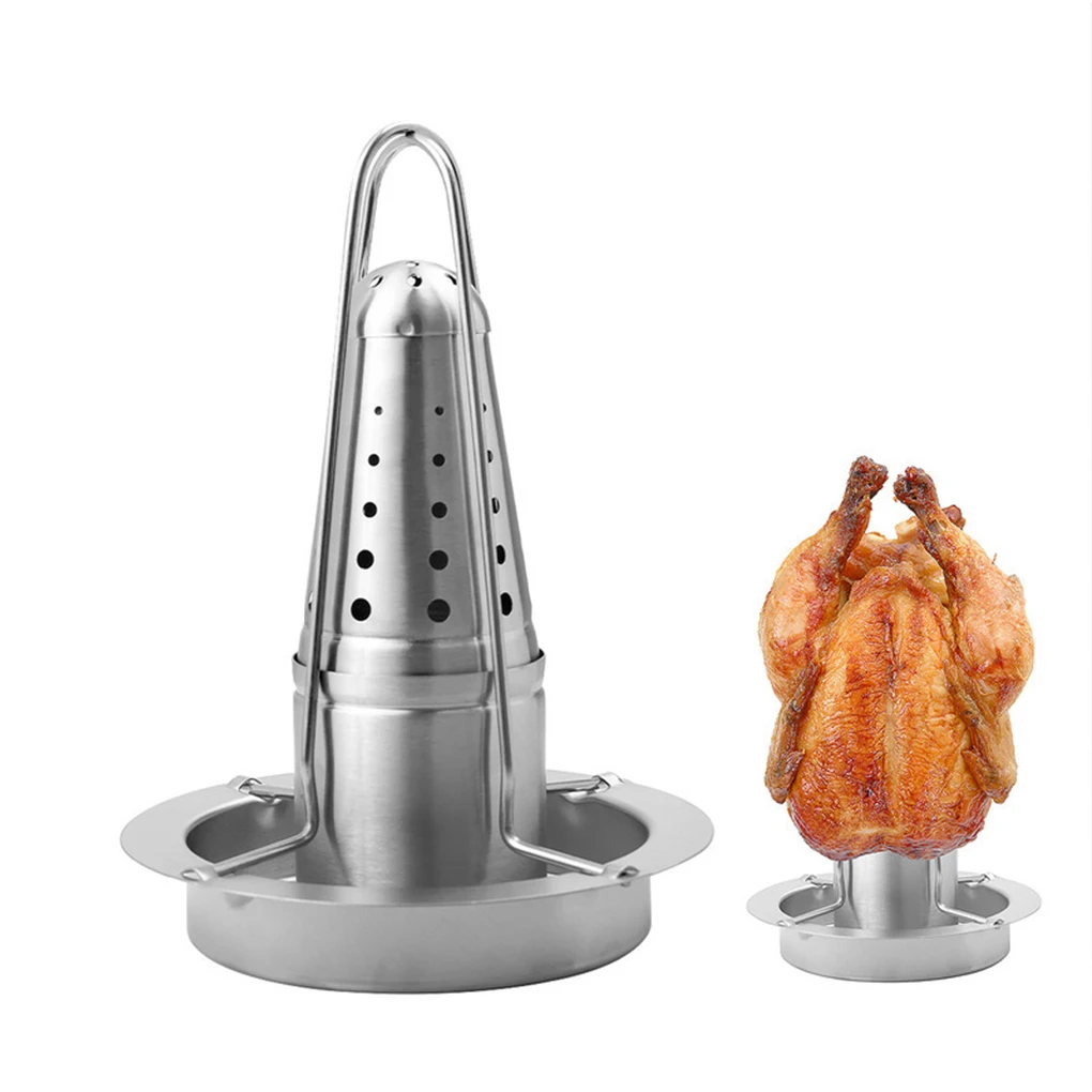 

Chicken Roaster Rack Stainless Steel Roasting Grill Stand Kitchen Outdoor BBQ Tools Non-stick Grilled Chicken Plate Accessory