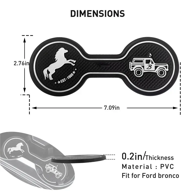 Нескользящие автомобильные подставки под стаканы для Ford Bronco 2020, 2021, 2022 годов, держатель, противоскользящая подставка, повседневные