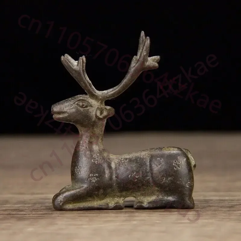 6 Cm Chinese Bronze Deer Statue Old Brass Animal Deer Sculpture