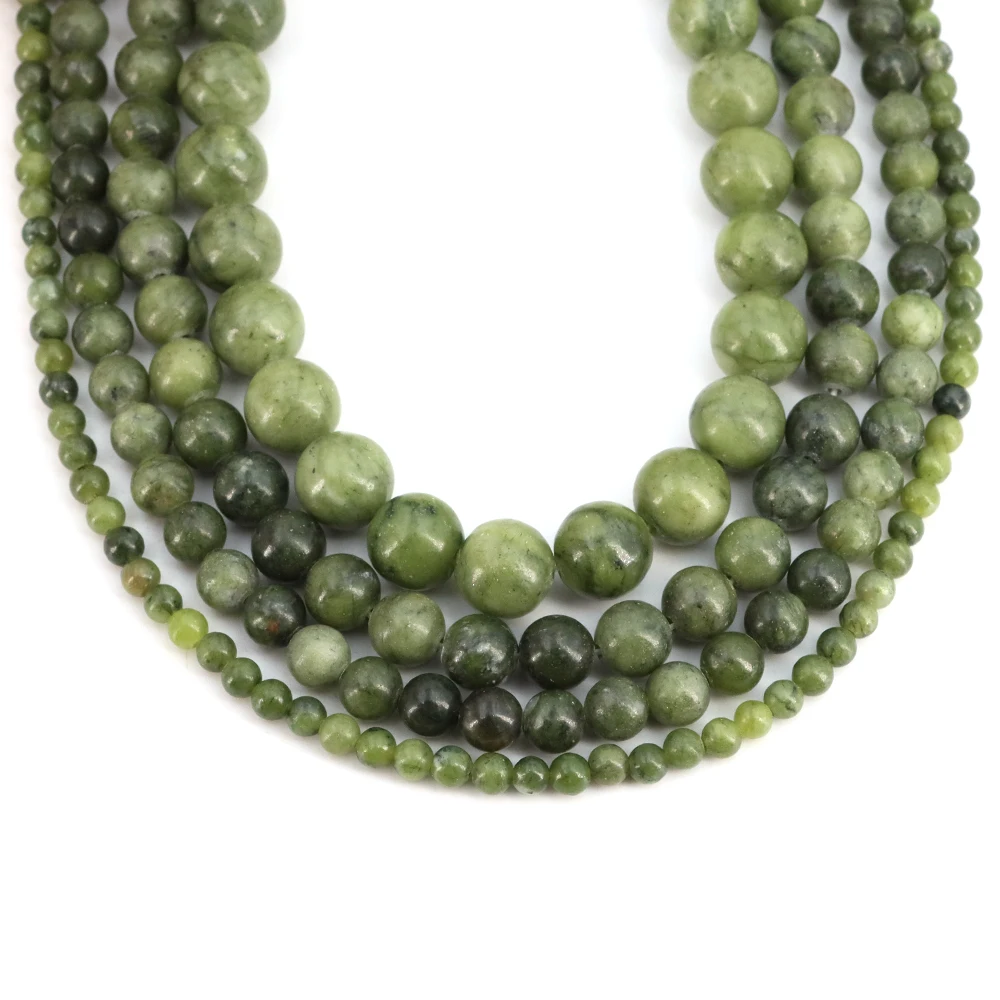 Natural Green Southern Jade Stone Beads Round Loose Spacer Bead for DIY Bracelet Necklace Charm Jewelry Accessories Wholesale