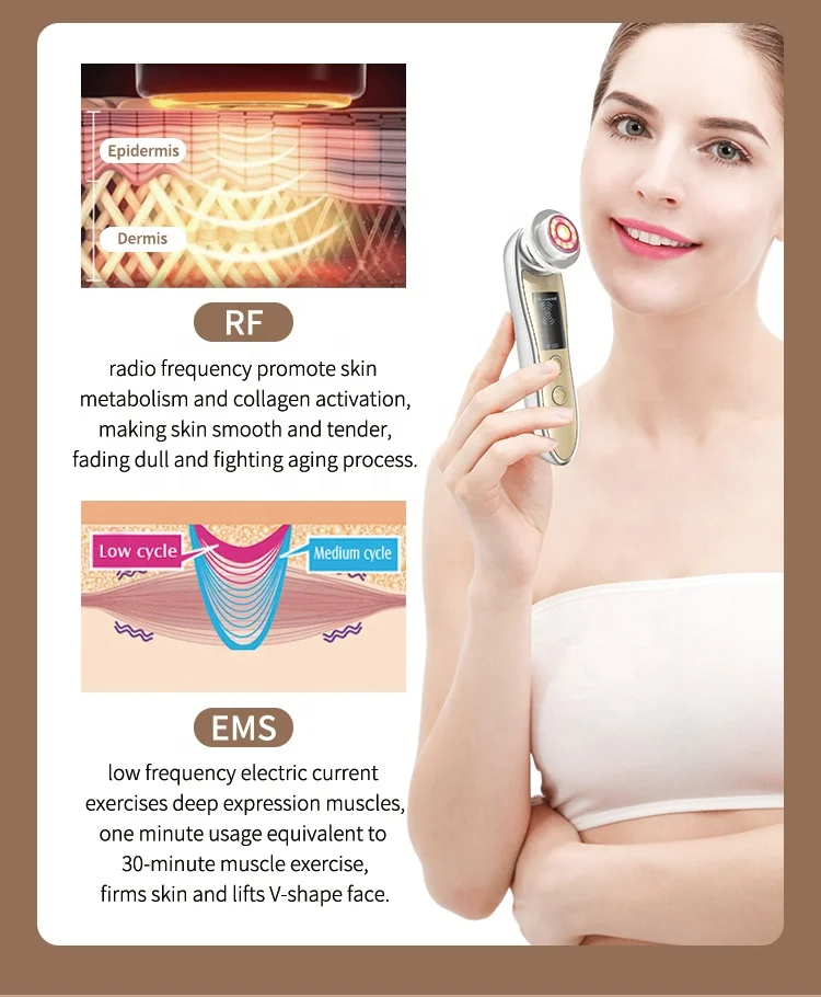 EMS 페이스 리프트 휴대용 가정용 얼굴 LED 라이트 리프팅 리쥬버네이션 기기 EMS 타이트닝 뷰티 디바이스