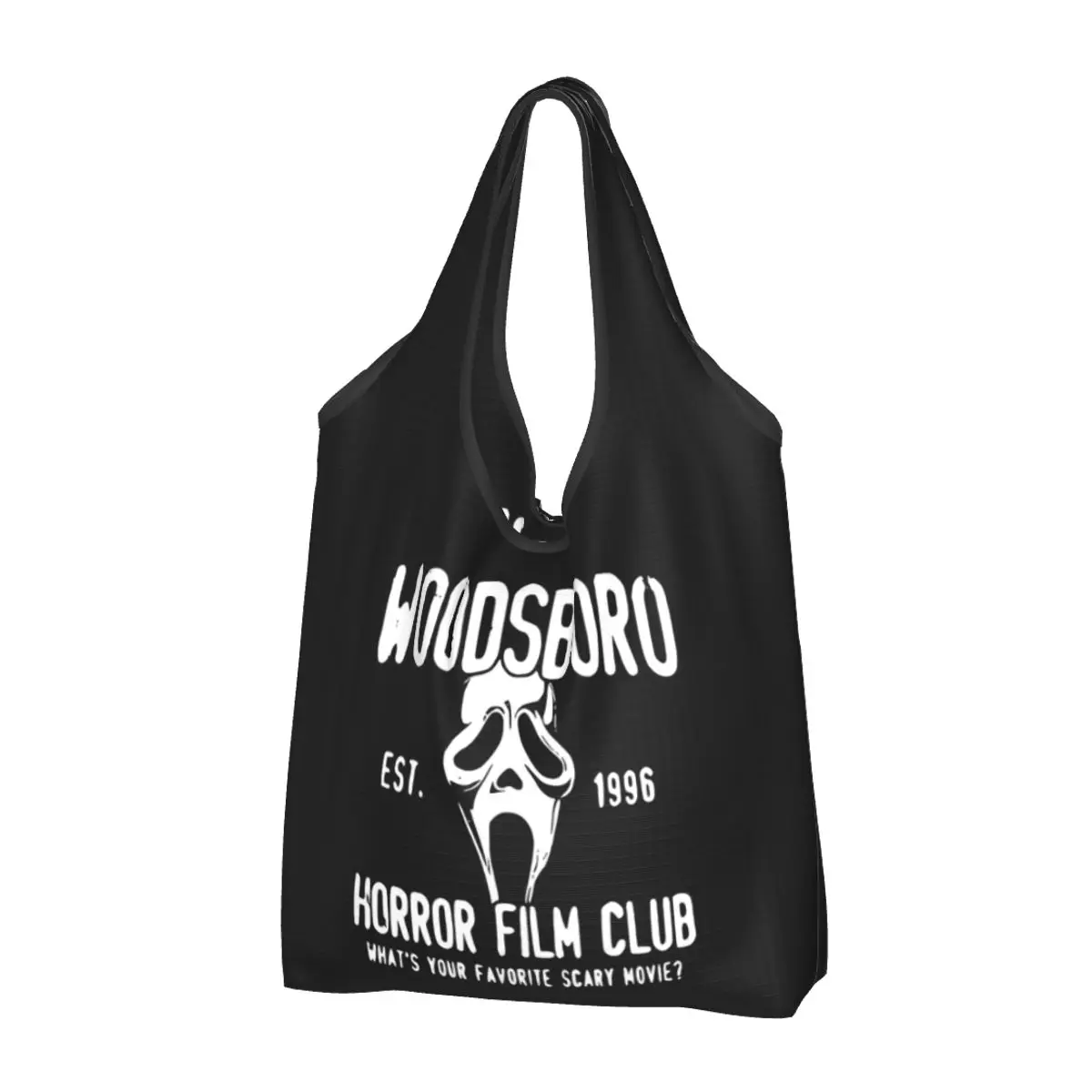 Scream Woodsboro Film Club Portable Tote Shopping Bags Reusable Shopper Bag Groceries Handbag Shoulder Bag