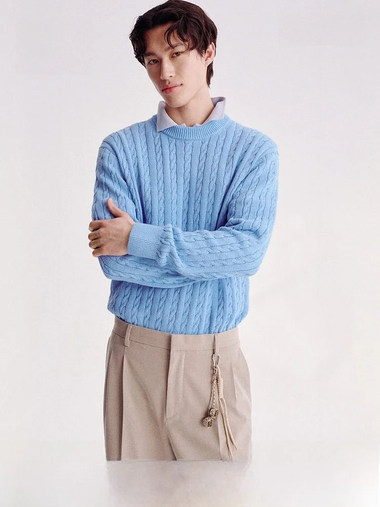 

New Men's Knitted Sweater HM2026 Standard Fit Tangled Flower Design Casual Style Cotton Material Spring Season Collection