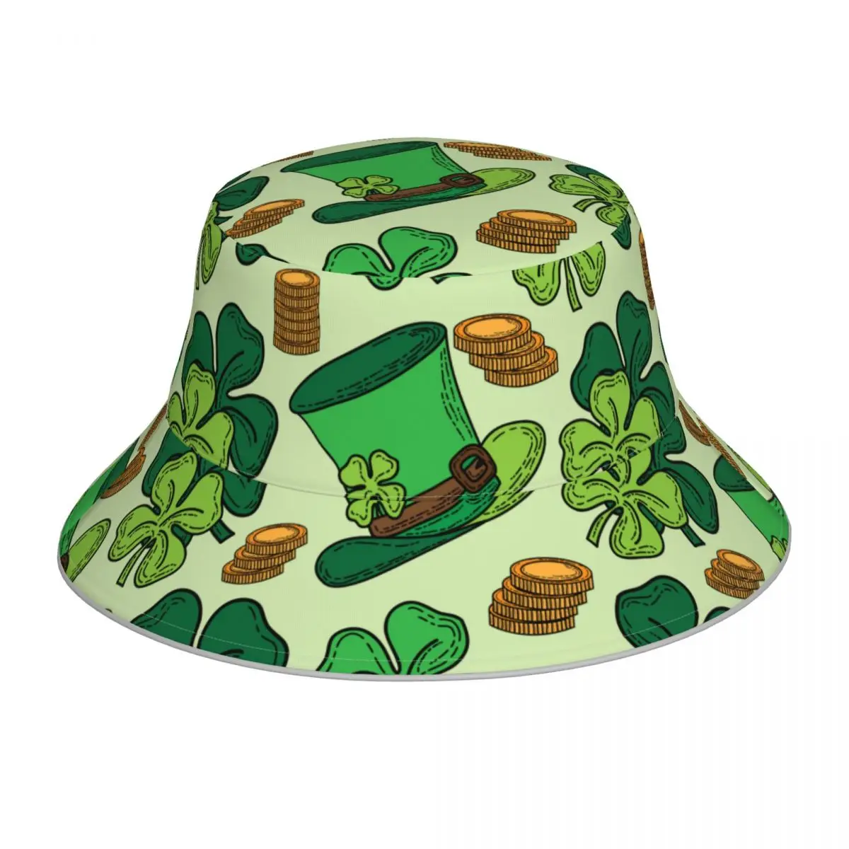 New Fisherman's Hat Unisex Fashion Hand Drawn Stpatrick Bob Cap Windproof outdoor Reflective Bucket Hat