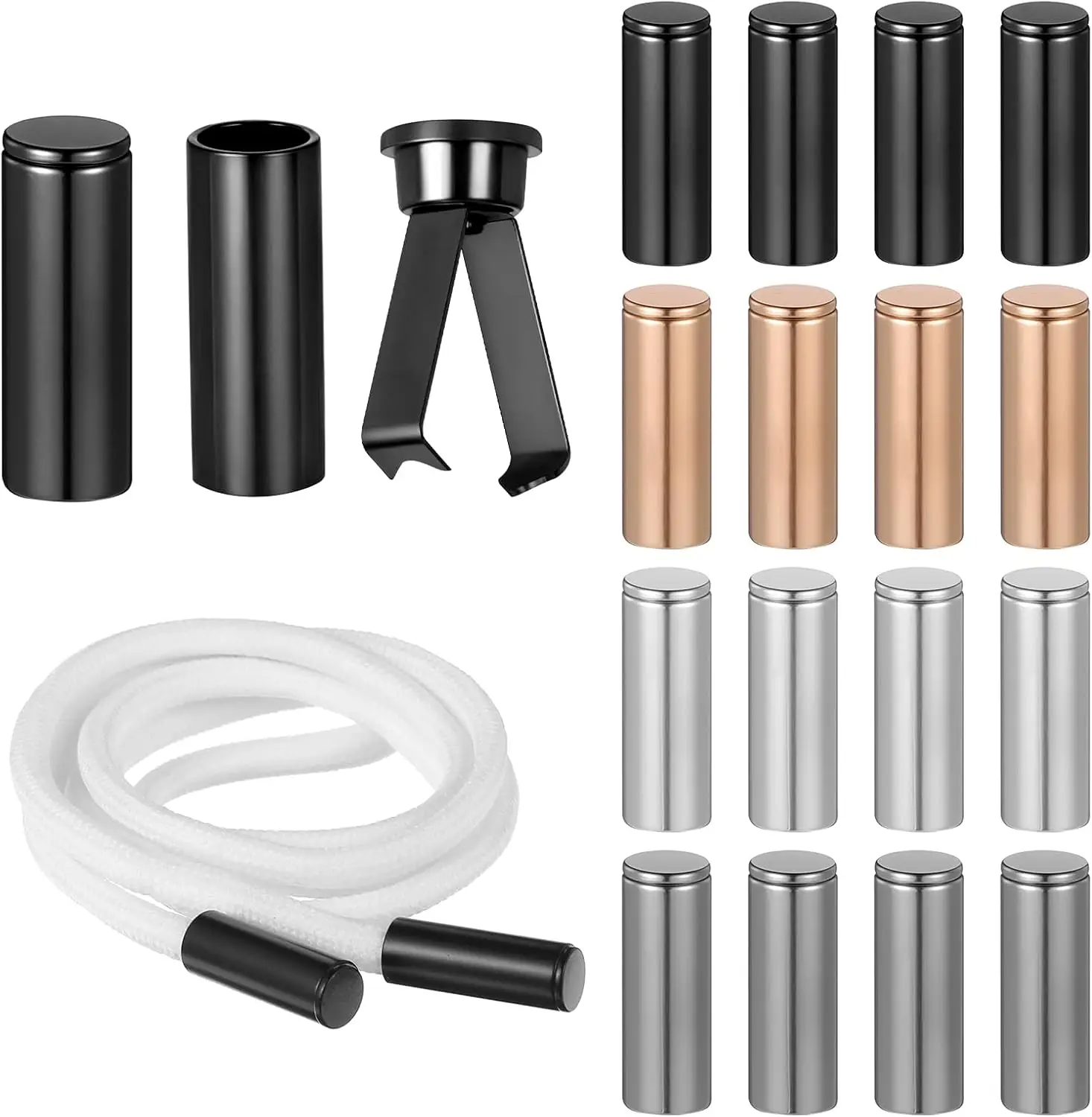 100Pcs 4 Colors Cord End Caps, Metal Shoe Lace Tips Replacement End Fold-Over Cord Ends Bells Tips Ribbon Ending Clasp Paracord