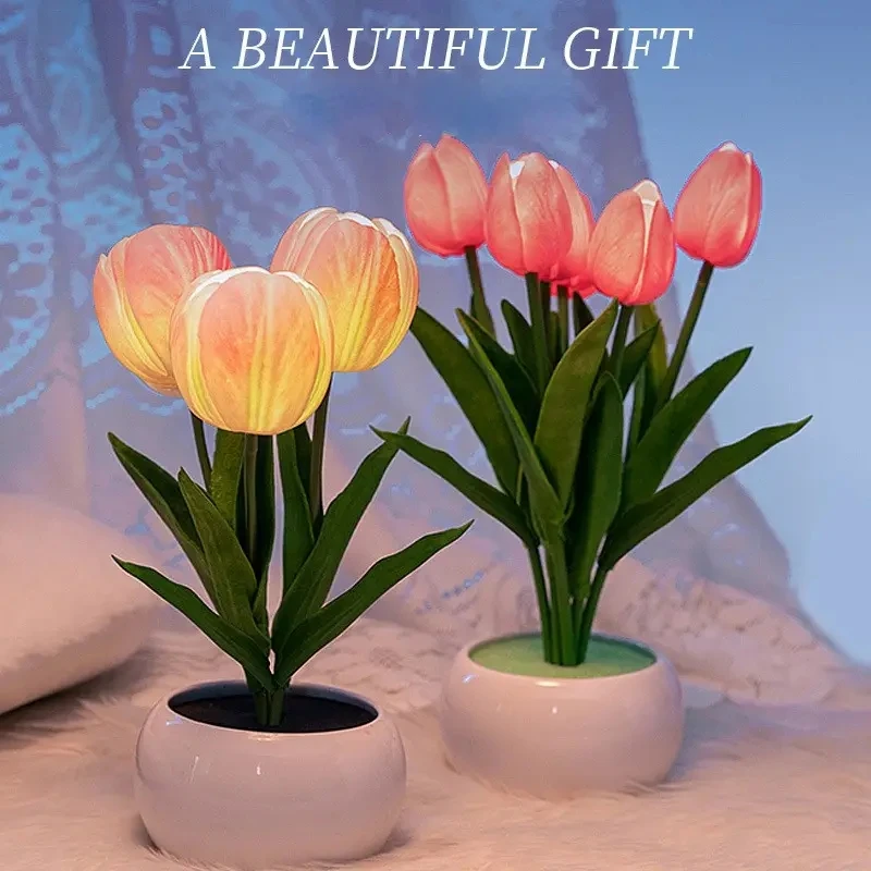 1 PC Tulip LED Night Light, Bedside Bedroom Atmosphere Light, Simulated Bouquet Light, Best Mother\'s Day Gift, Birthday Gift