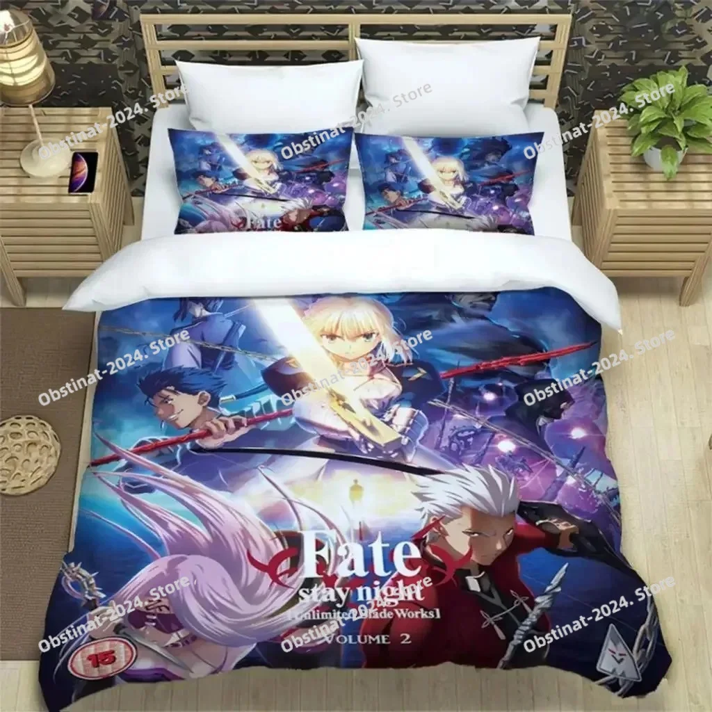 

Fatestay Night HD Print Three Piece Bedding Set Fashion Article Boys Or Adults For Beds Quilt Covers Pillowcases Gift