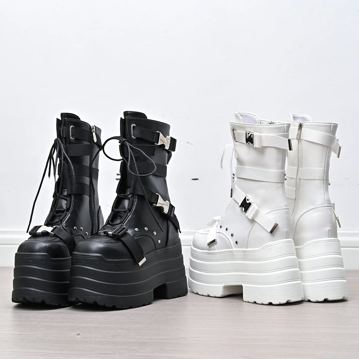 

Punk Sle Heightening Boots 3cm Thi Bot ort Boots Warm Function White Boots Cosplay oes for Young Women