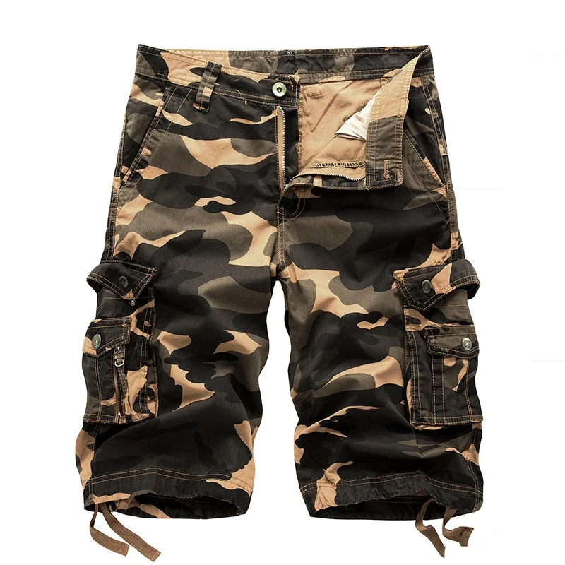 LIBIELIY 2025 Summer Cargo Shorts Men Camouflage Cotton Casual Knee Length Pants Mens Brand Clothing Comfortable Camo Cargo Shor