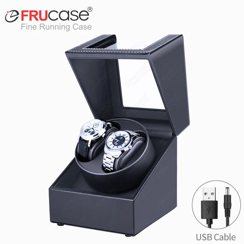 [2 Rotatiemodi] FRUCASE PU Watch Winder voor automatische horloges Horlogedoos 1-0 / 2-0
