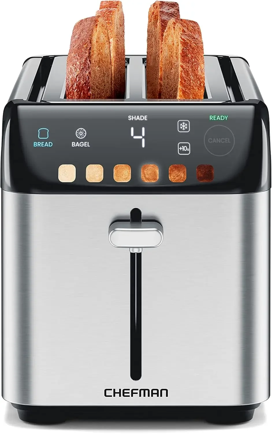 

4 Slice Digital Toaster, 6 Shade Settings, Stainless Steel Toaster 4 Slice with Extra-Wide Slots, Thick Bread Toaster and Bagel