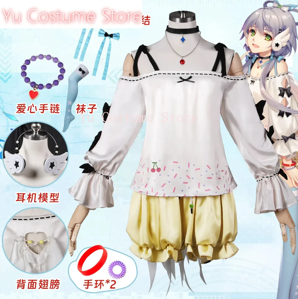 Yu เครื่องแต่งกาย Vtuber Luo Tianyi ผู้หญิงคอสเพลย์ Cos เกมปาร์ตี้อะนิเมะชุดฮาโลวีนเล่นบทบาทเสื้อผ้าเสื้อผ้าปรับแต่ง