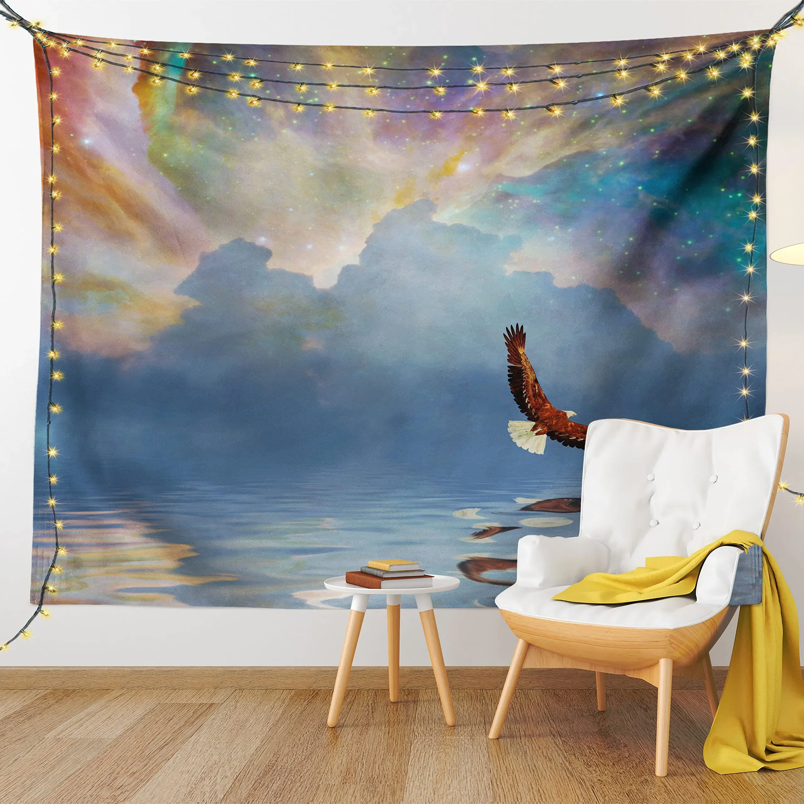 American Flag Tapestry USA Bald Eagle Stars and Stripes Wall Hanging for Bedroom Independence College Dorm Home