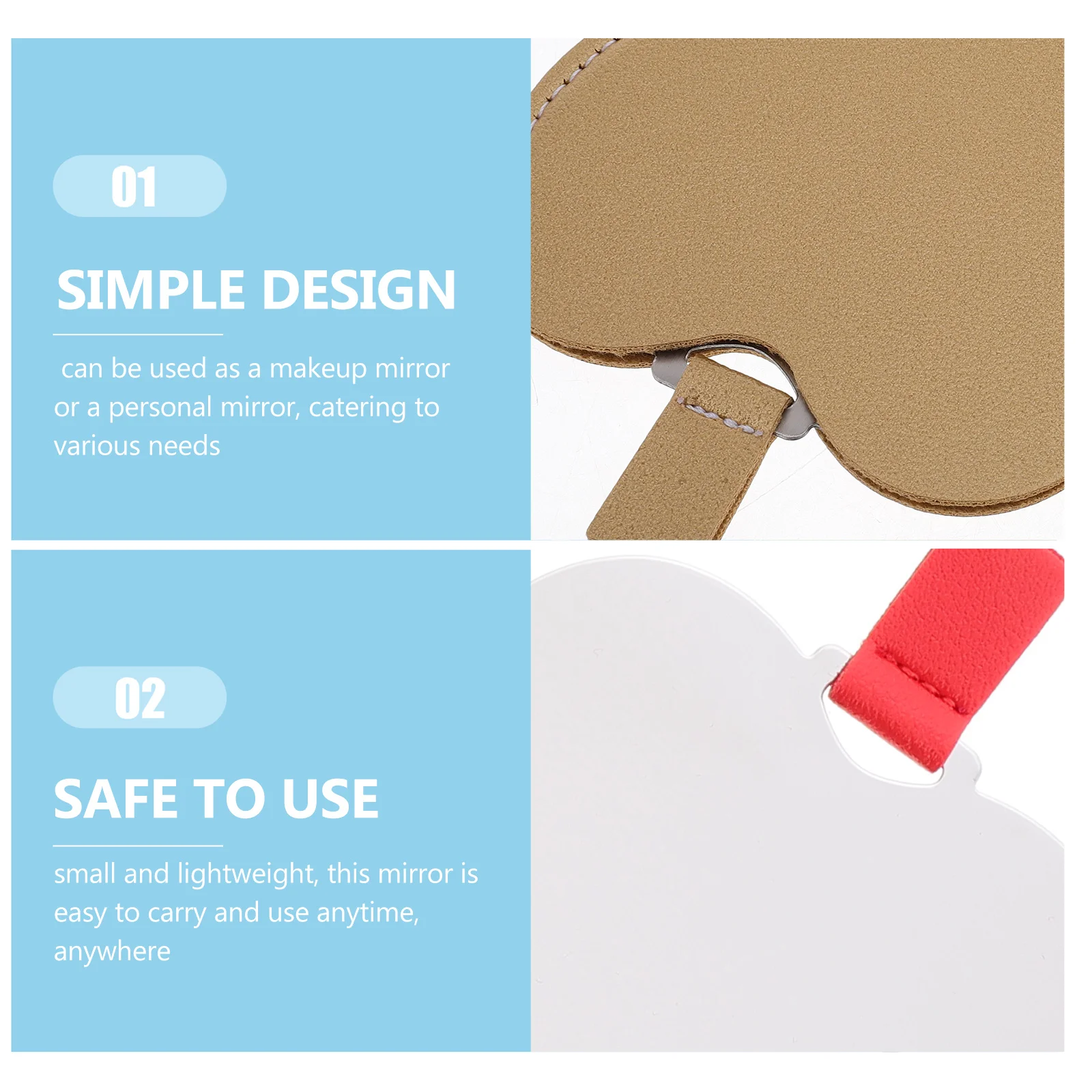 2 szt. Kompaktowe lusterko do makijażu ze stali nierdzewnej, małe, przenośne, do torebki, kieszeni, idealne na wynos, modny dodatek.