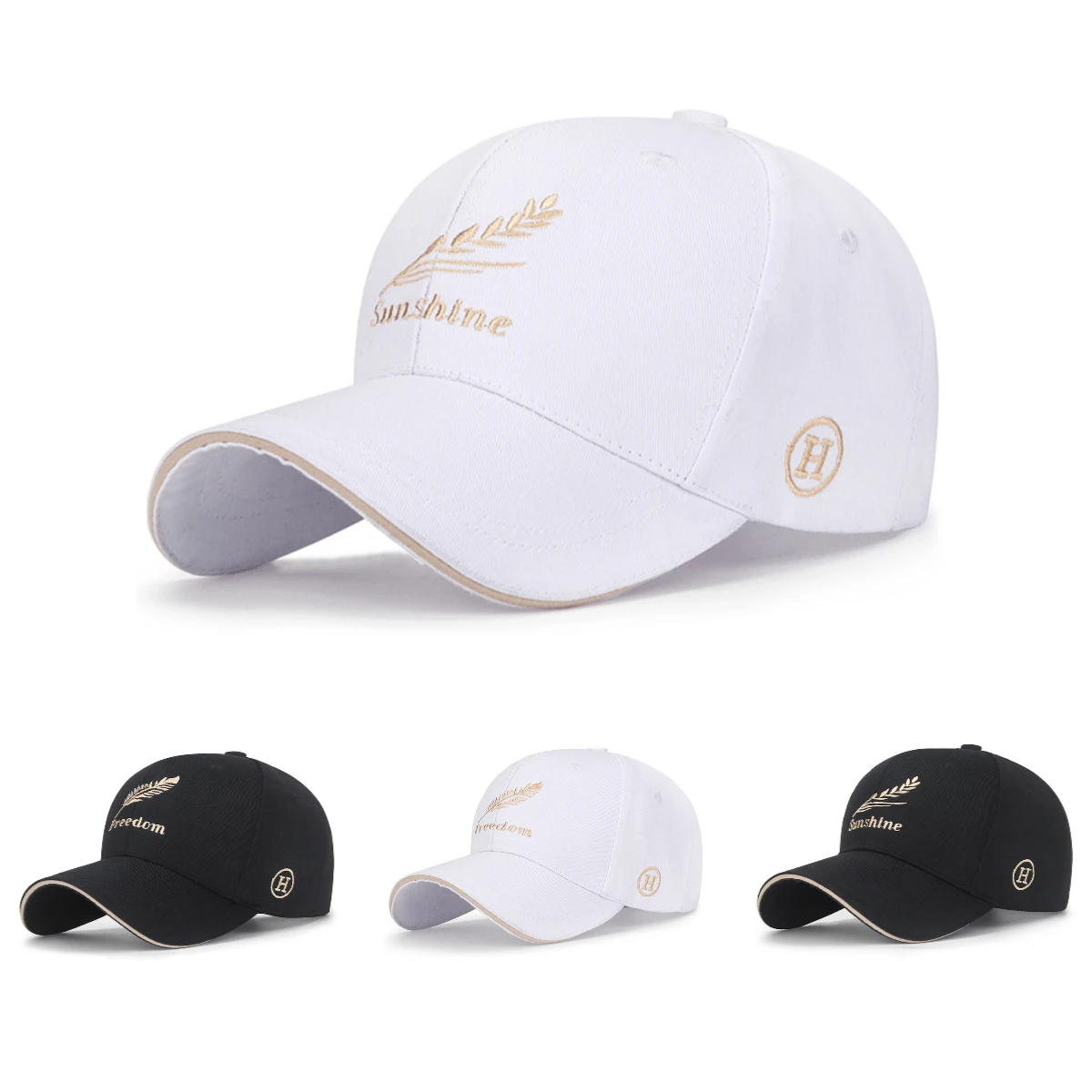 

Fashion Feather Wheat Embroidery Baseball Cap for Women Men Spring Autumn Cotton Snapback Unisex Sunhat Hip Hop Outdoor Dad Hat