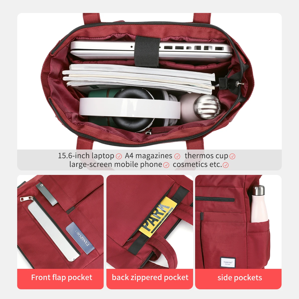 حقيبة ظهر نسائية جديدة من Tigernu متعددة الاتجاهات للفتيات حقيبة مدرسية حقائب يد نسائية للكمبيوتر المحمول بسعة كبيرة قابلة للتحويل Mochila