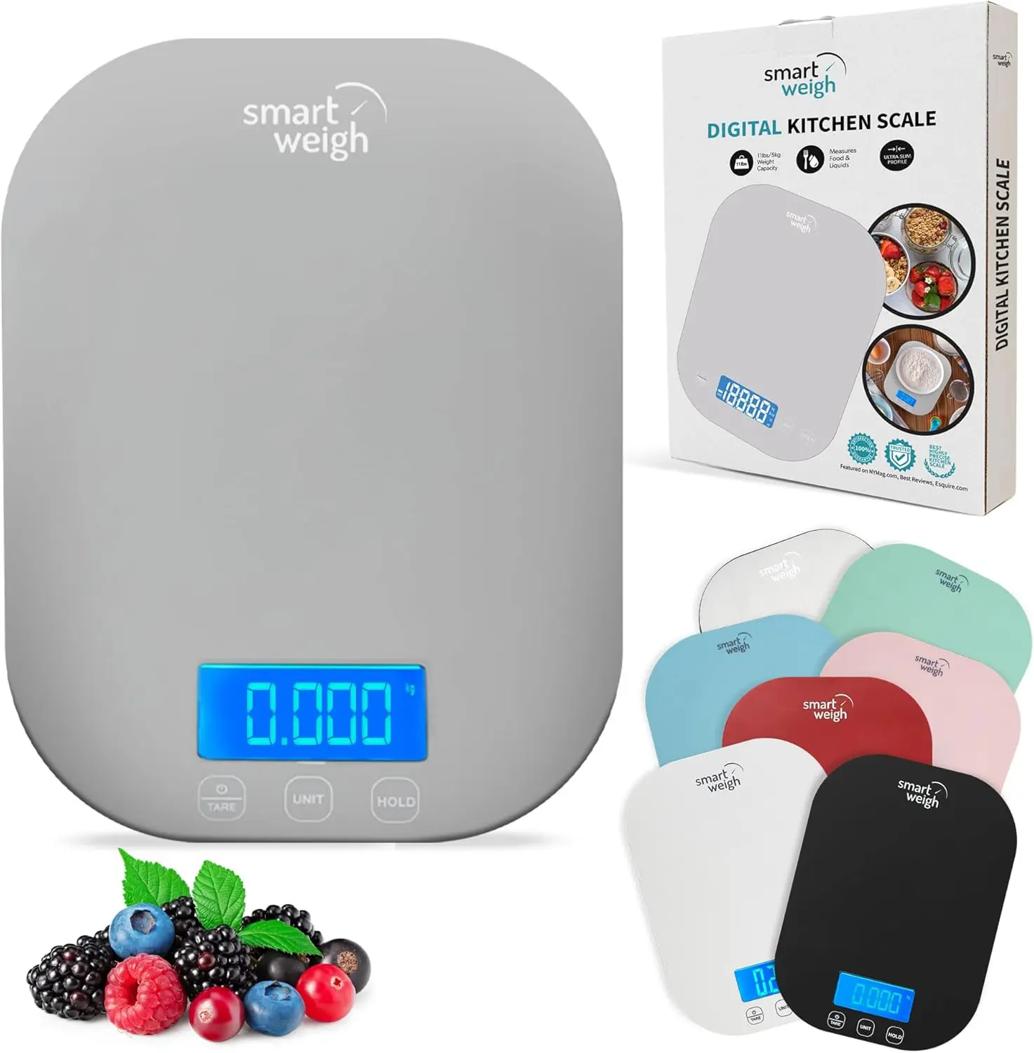 

Digital Kitchen Scale for Cooking, Baking, Weight Loss, and Meal Prep - Accurate to 5kg/11lbs in Grams & Ounces