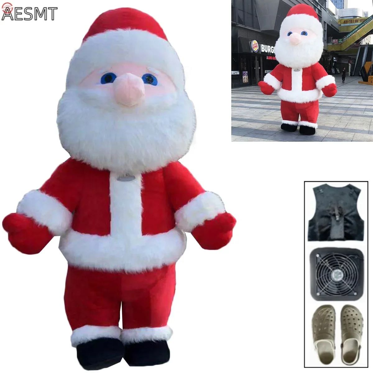 200cm Large Santa Claus Inflatable costume Clothes Wearing Walking Adult Cartoon Dolls Plush Cute Christmas Carnival Party Props