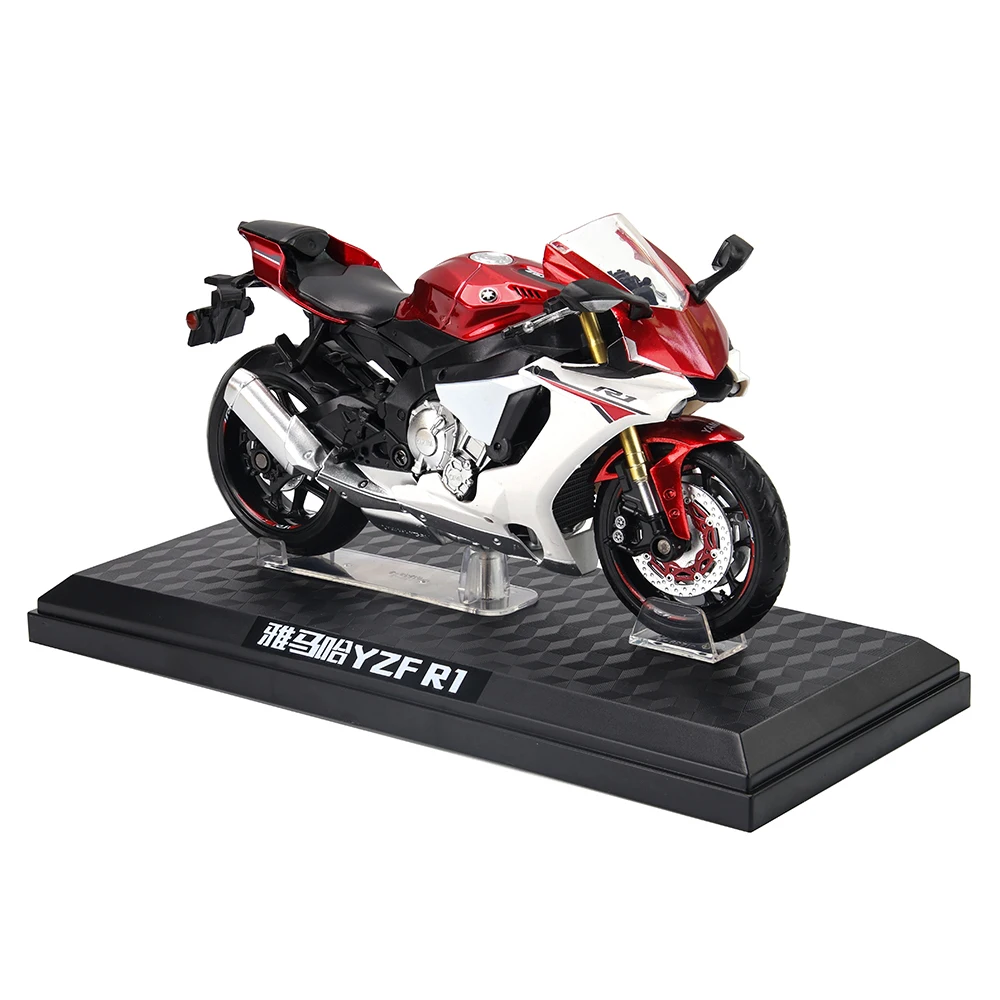 MSZ CCA 1:12 Yamaha YZF-R1 with base alloy die-cast car motorcycle model, toy gift giving, die-cast static motorcycle model