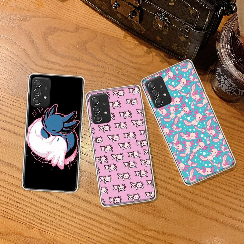 Kawaii Axolotl Pattern Phone Case For Galaxy S24 S23 FE A54 A34 A24 A14 A10 A20 A20E A30 A40 A70 A50S Samsung A71 A51 A41 A31 A2