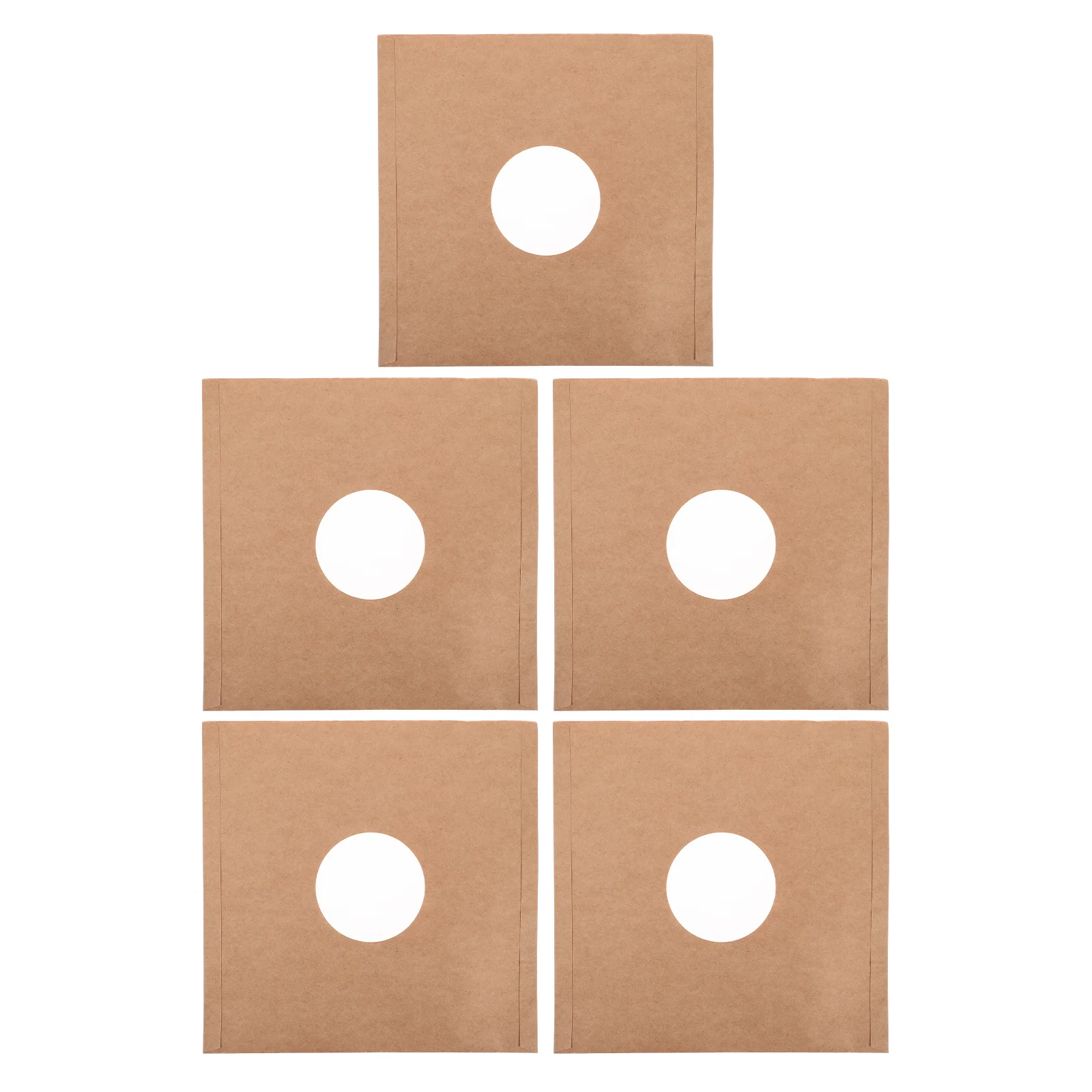 

5Pcs 12 Inch Black Vinyl Record Sleeves Kraft Paper Inner Protection Matte Finish Center Window Storage for Albums Phonograph