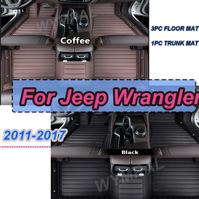 

LUXURY Car floor mats for Jeep Wrangler（FOUR DOOR）2011 2012 2013 2014 2015 2016 2017 Custom auto foot Pads automobile