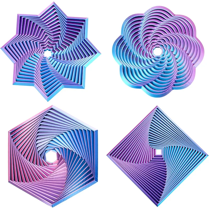 4 Pcs Fractal Fidget Hexagon, Stress Relief Sensory Toys for ADHD,Autism Whirling Spiral Design,Colorful Fidget Toy Christmas