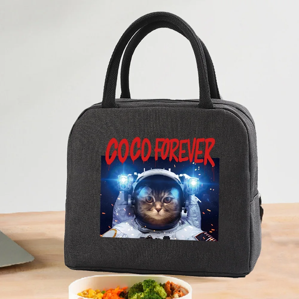 Insulated Lunch Bag  Zipper Cooler Tote Thermal Bag Lunch Box  Canvas Food Picnic Lunch Bags for Work Handbag Astronaut Pattern