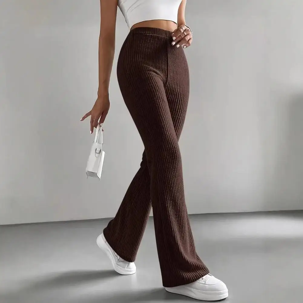 Pantalon décontracté côtelé pour femmes, taille haute, couleur unie, coupe cintrée, pantalon sportif, pantalon de travail confortable, printemps automne