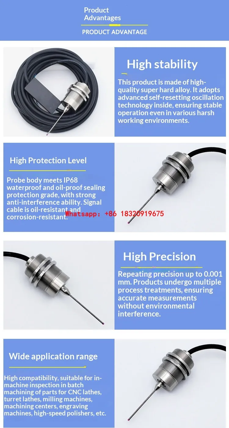 Cyclmotion MT27-1mini Wired CNC Machine Tool Probe (for Grinders/Waterjet Cutters) – Automatic Centering and Edge Finding Probe