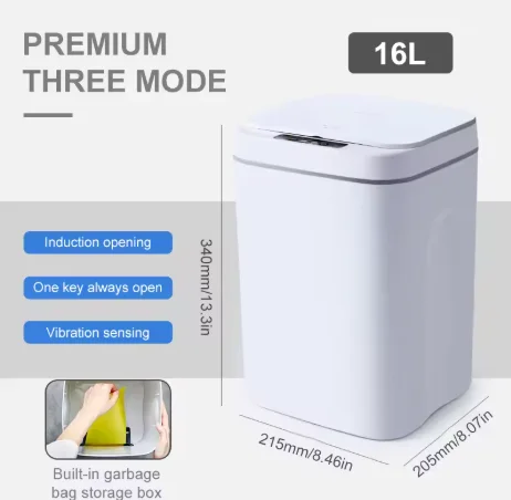 

16L Electric Automatic Sensor Trash Can Touchless Smart Bin with Lid Waterproof Kitchen Bathroom Garbage Bucket Home Wastebasket
