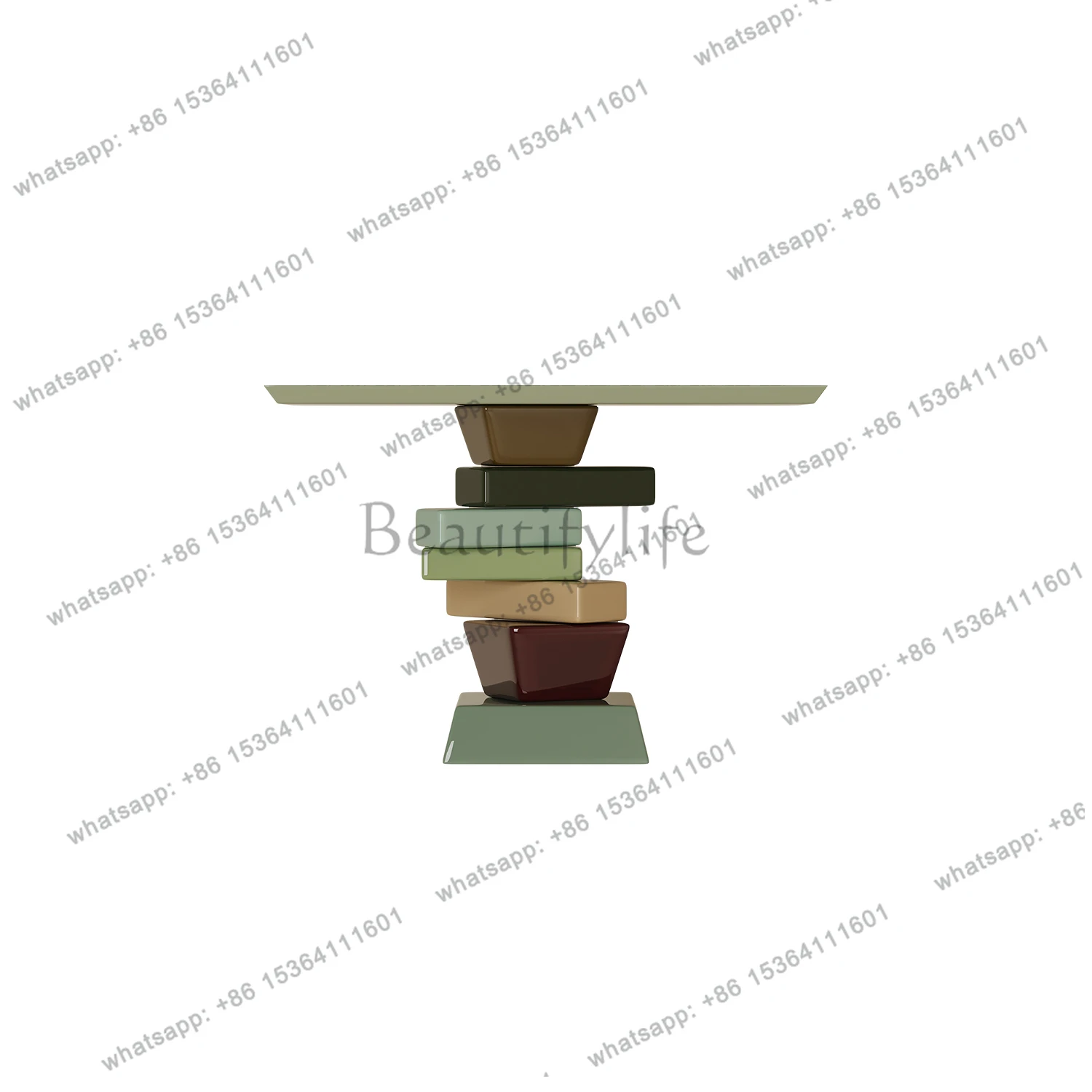 

Contrasting color sugar cube entrance table Italian hotel entrance table designer corridor wall decoration table