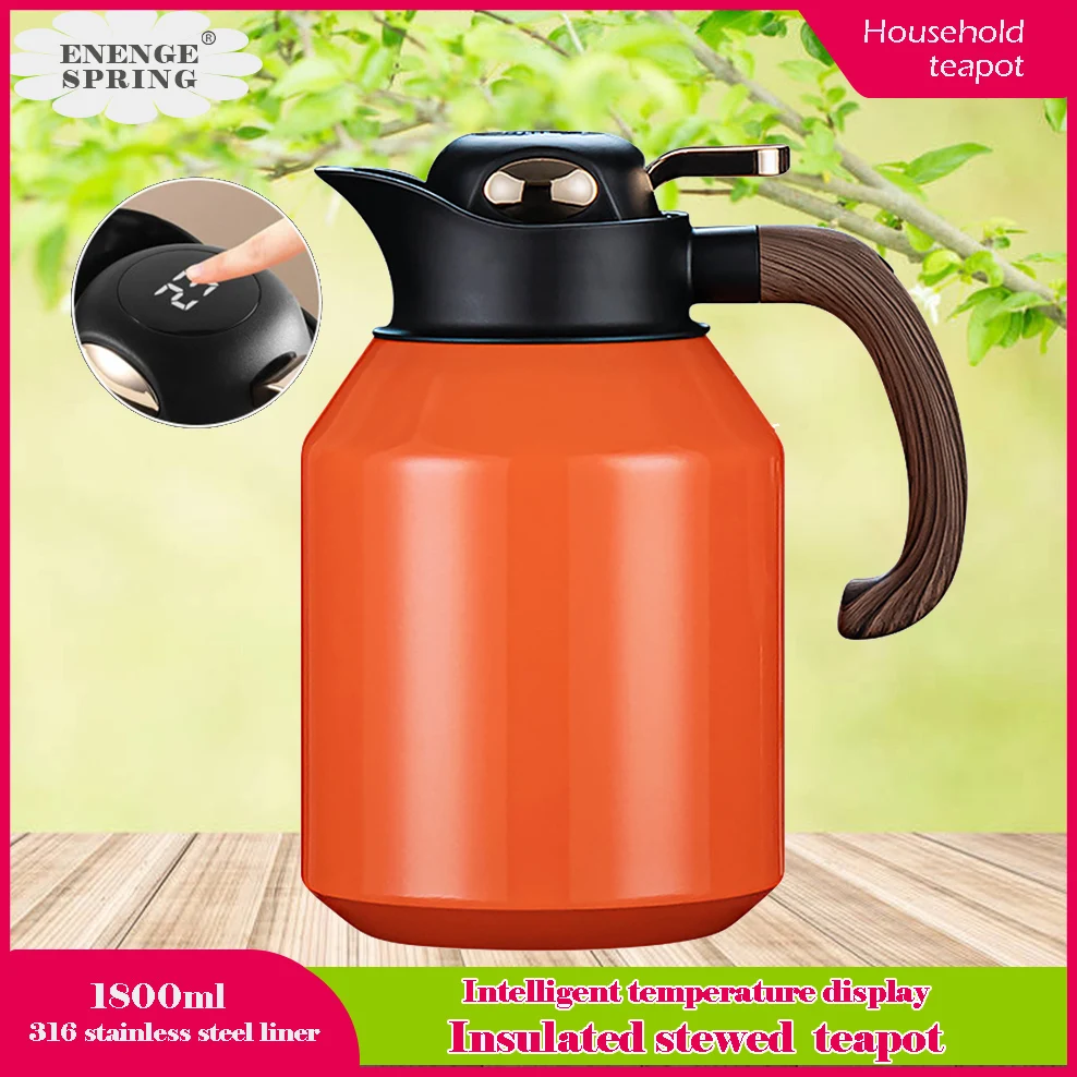 

Интеллектуальный чайник из нержавеющей стали 316 с температурным дисплеем, чайный чайник большой емкости 1800 мл, умный чайный набор