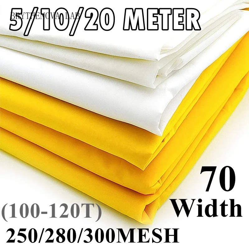 70cm Width 100/120/150T Silk Screen Printing Mesh 200/230/250/300/380M Polyester Yellow Screen Printing Mesh Fabrics Stencil