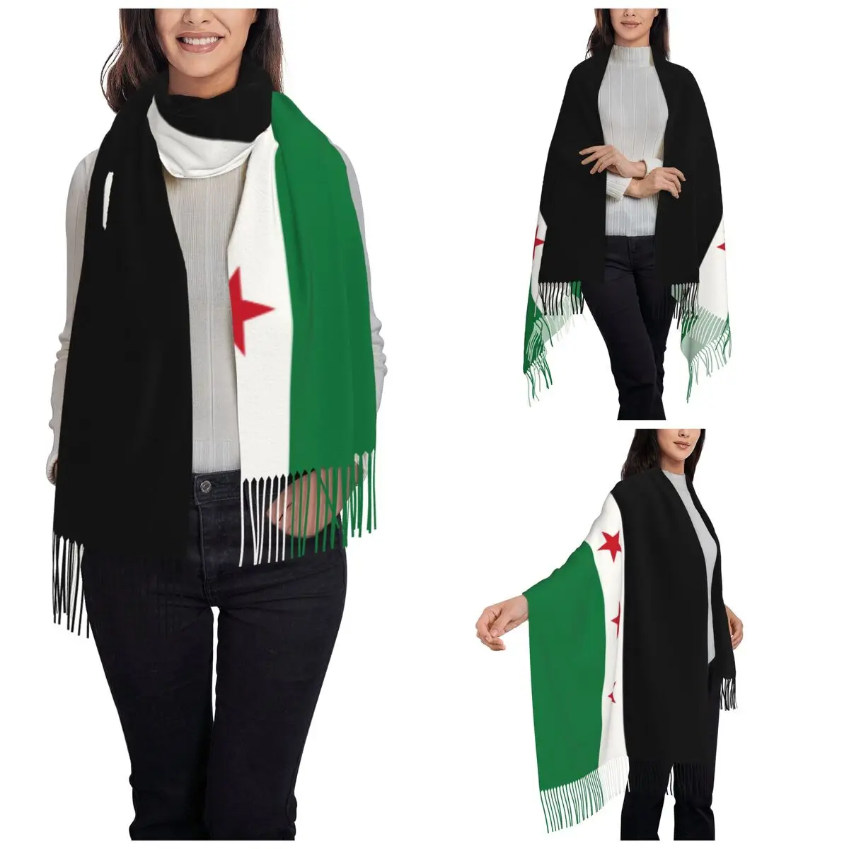 Syria Flag Shawl Wraps Women Winter Warm Long Soft Scarf The Syrian Arab Republic Neckerchief Shawl Scarves