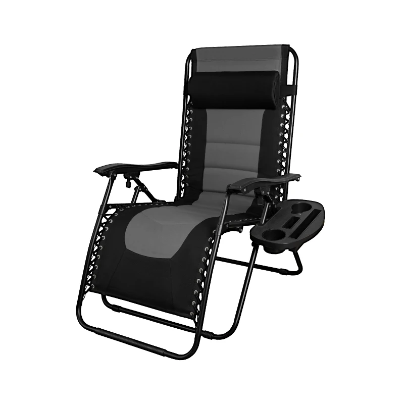 

Outdoor folding beach zero-gravity lounge chair with adjustable folding lounger with pillows and footstools