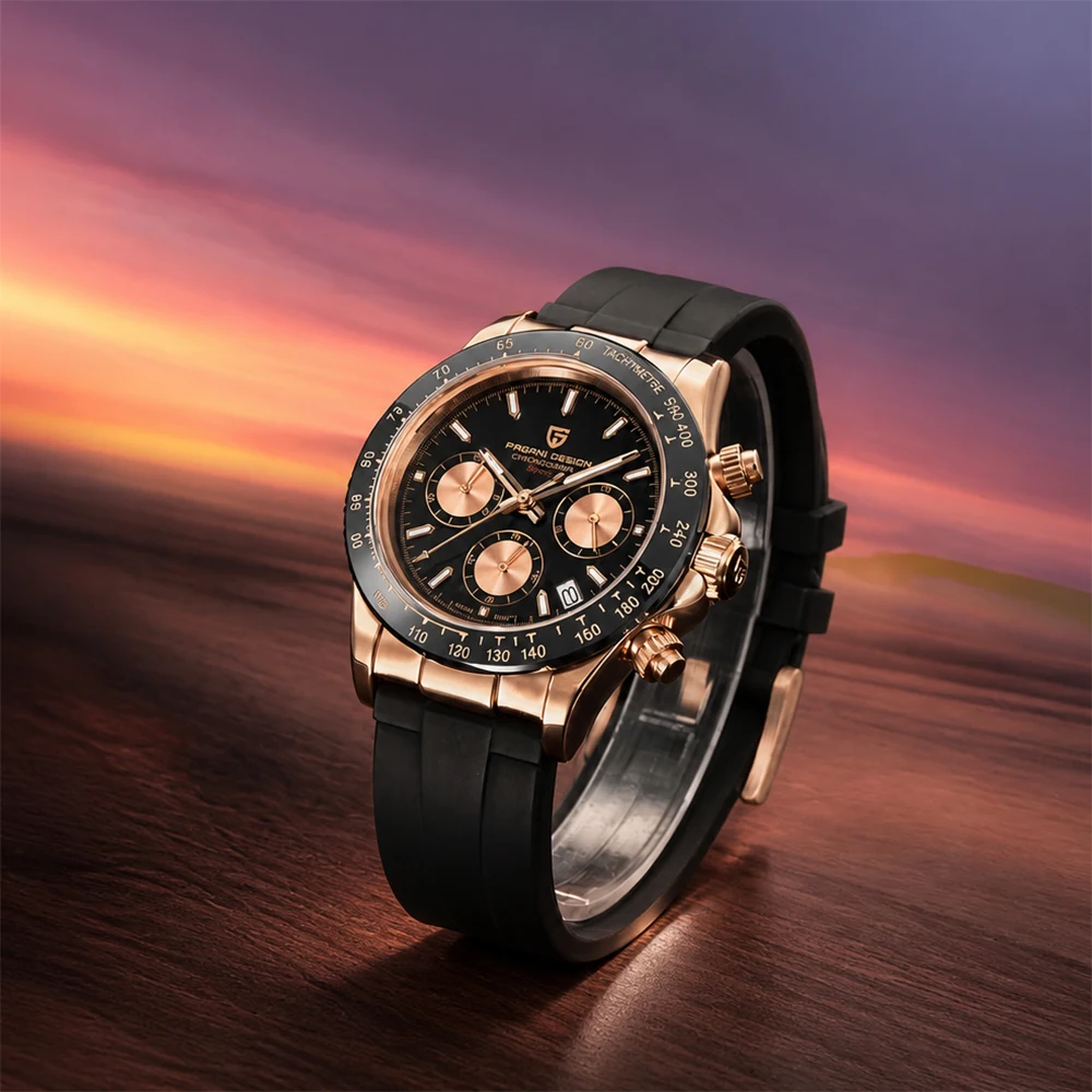 PAGANI DESIGN Top Brand Luxury Business Watch Multi functional Timing Code VK63 Quartz Watch Sports luminous Watches for Man+box