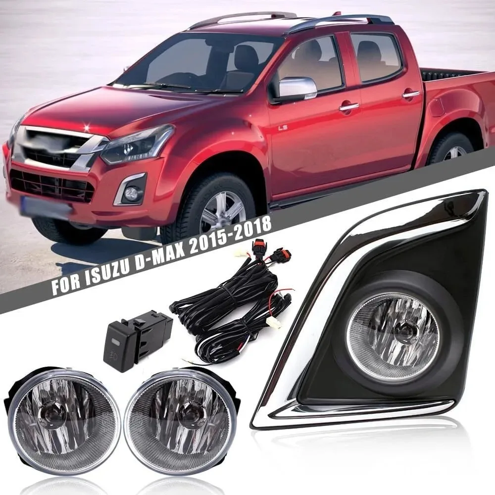 

DLAA Front Bumper Fog Lamp Upgrade Kit FOR Isuzu D-MAX Pickup 2016 2017 2018 Version Additional Foglight Set Switch + Wiring