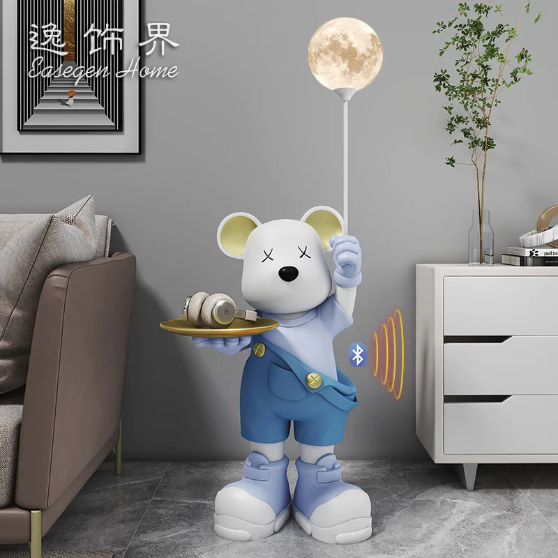 

New Trending Violent Bear Floor Ornament Moon Lamp Large Bear Tray Living Room Sofa Side Decoration Housewarming